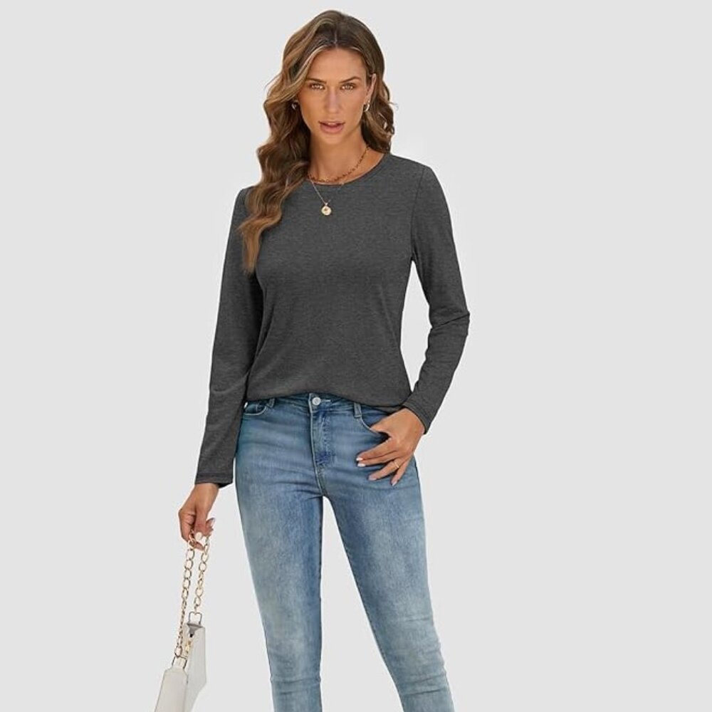 Grey Long Sleeve Basic Tee Crewneck Size S Lightweight